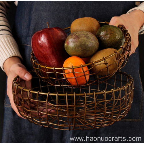 Rattan iron fruit net basket